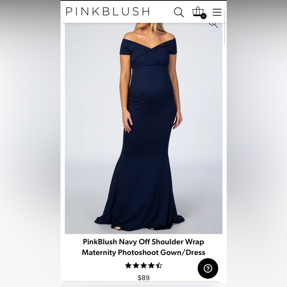 Pinkblush off the shoulder maternity gown for photoshoot/baby shower. NWT medium